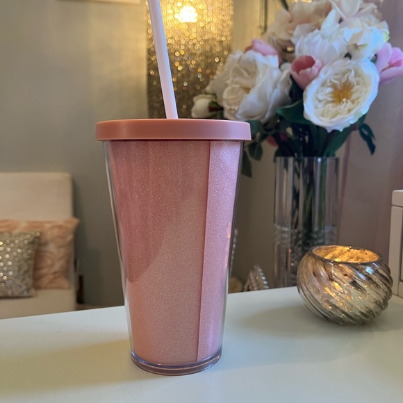 Starbucks 16 oz Light Pink Glitter Cold Beverage Tumbler. Excellent Condition - Picture 3 of 9